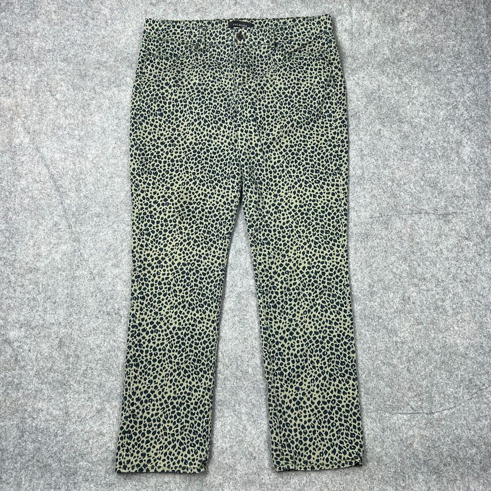 Talbots Black and Cream Cropped Leopard Print Pants